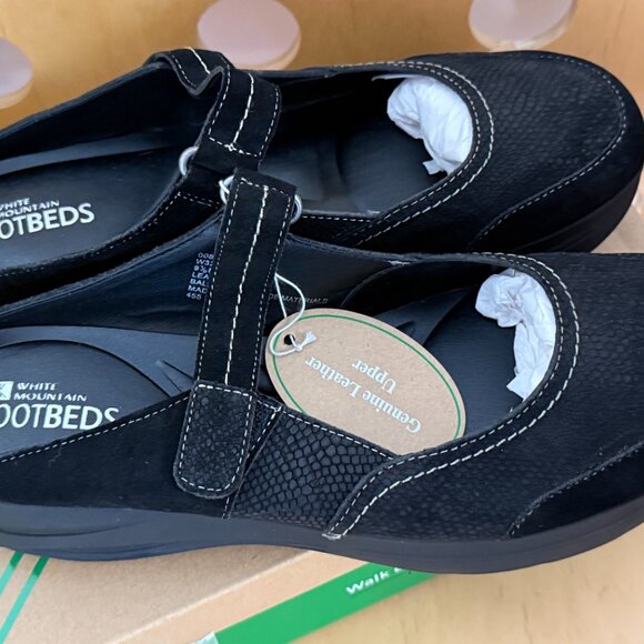 New White Mountain Women's Mary Jane Clog Slide Shoes Black Leather Size 9.5 M - Picture 15 of 16